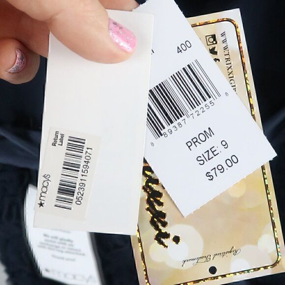 TRIXXI BLUE SPAGHETTI STRAP SWEETHEART NECKLINE FIT AND FLAIR PROM DRESS NWT - Picture 5 of 15